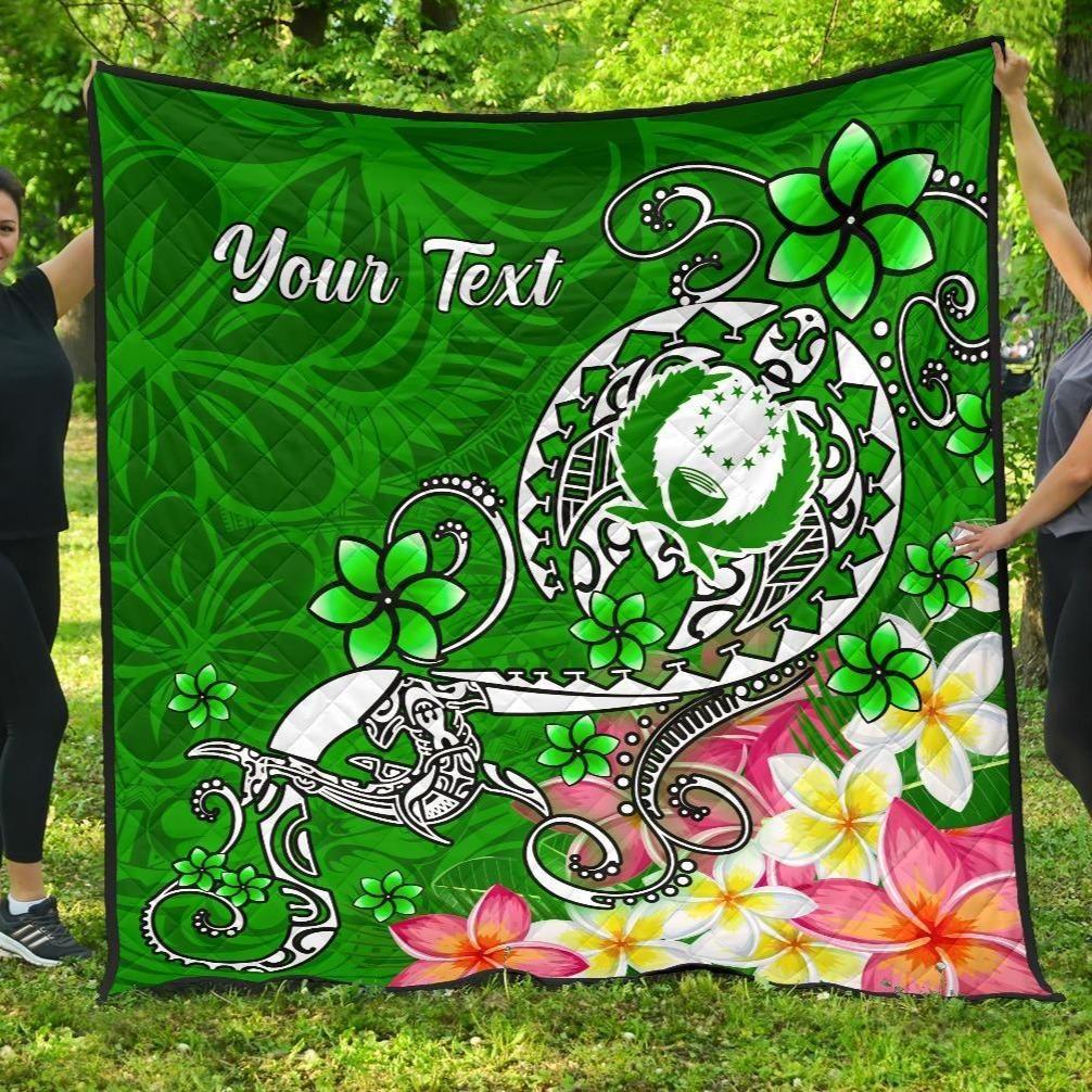 Pohnpei Custom Personalised Premium Quilt - Turtle Plumeria (Green)
