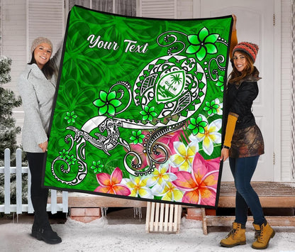 Guam Custom Personalised Premium Quilt - Turtle Plumeria (Green)