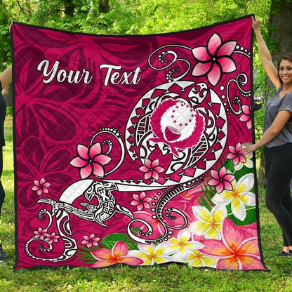 Pohnpei Custom Personalised Premium Quilt - Turtle Plumeria (Pink)