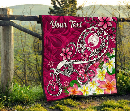 Pohnpei Custom Personalised Premium Quilt - Turtle Plumeria (Pink)