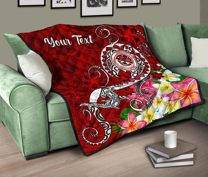 FSM Custom Personalised Premium Quilt - Turtle Plumeria (Red)