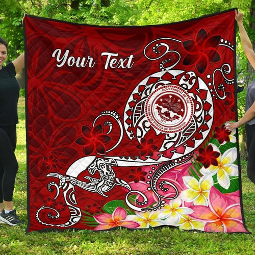 FSM Custom Personalised Premium Quilt - Turtle Plumeria (Red)
