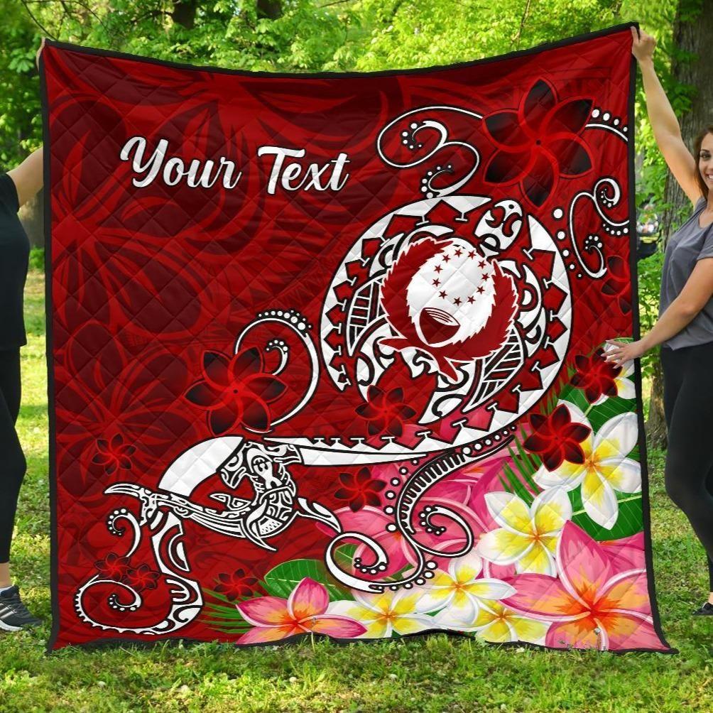 Pohnpei Custom Personalised Premium Quilt - Turtle Plumeria (Red)