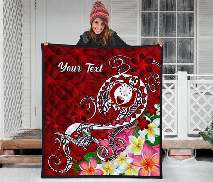 Pohnpei Custom Personalised Premium Quilt - Turtle Plumeria (Red)