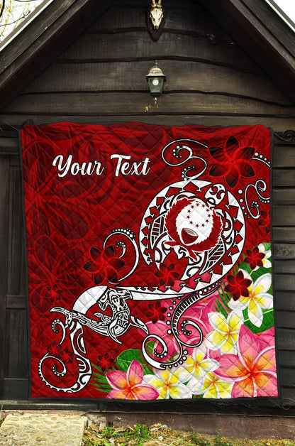Pohnpei Custom Personalised Premium Quilt - Turtle Plumeria (Red)