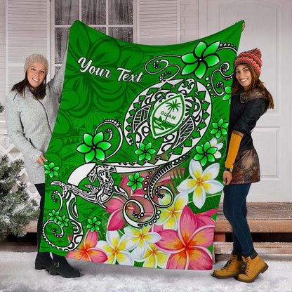 Guam Custom Personalised Premuim Blanket - Turtle Plumeria (Green)