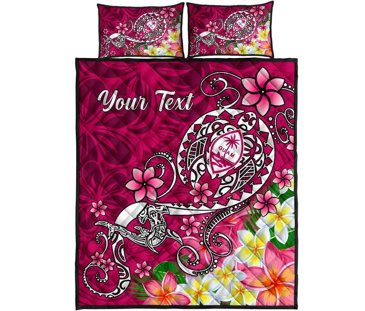 Guam Custom Personalised Quilt Bed Set - Turtle Plumeria (Pink)