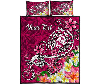 Guam Custom Personalised Quilt Bed Set - Turtle Plumeria (Pink)