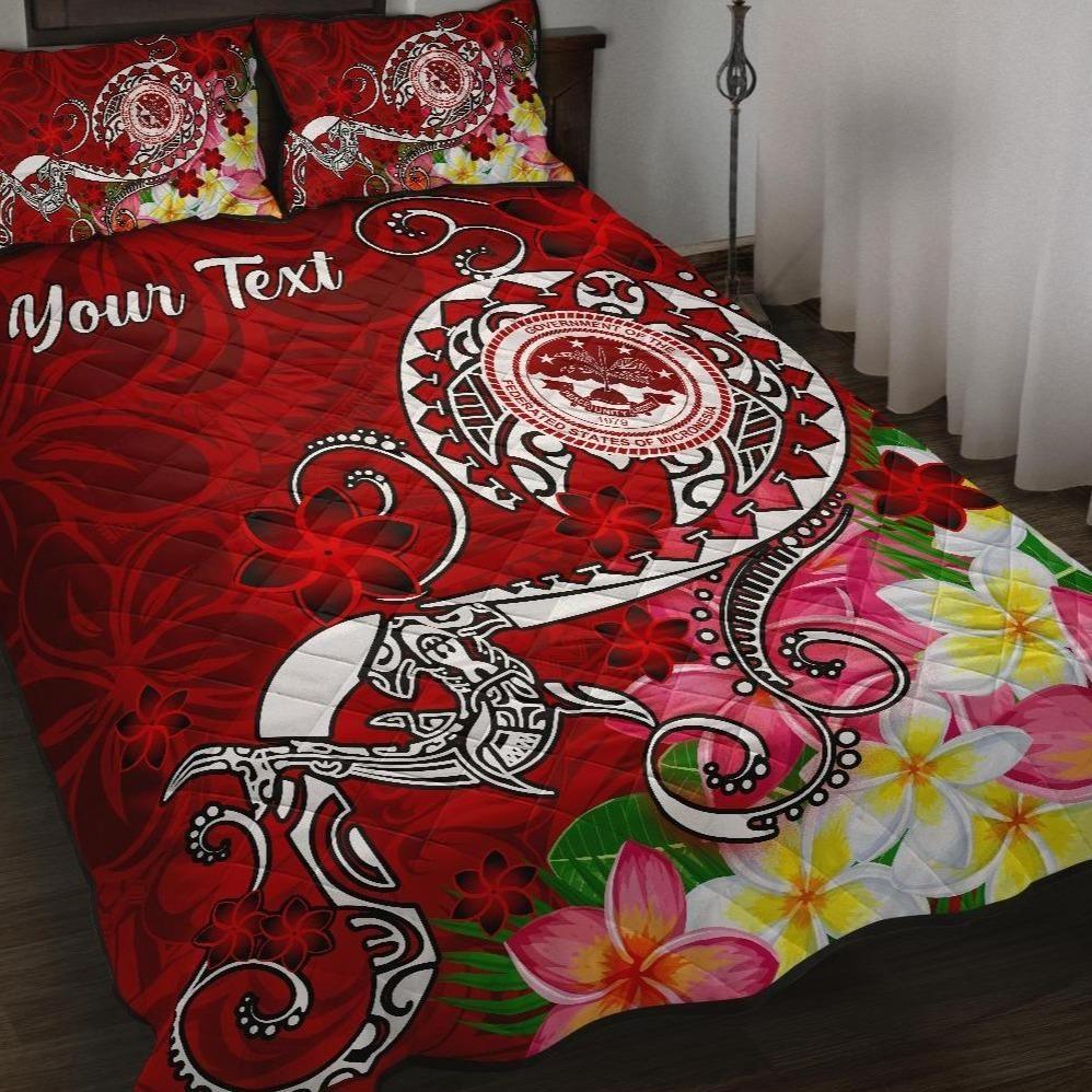 FSM Custom Personalised Quilt Bed Set - Turtle Plumeria (Red)
