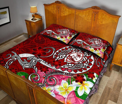 Guam Custom Personalised Quilt Bed Set - Turtle Plumeria (Red)