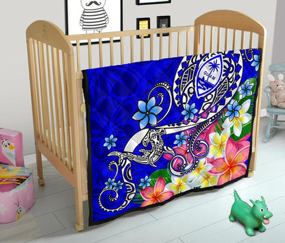 Guam Custom Personalised  Premium Quilt - Turtle Plumeria (Blue)