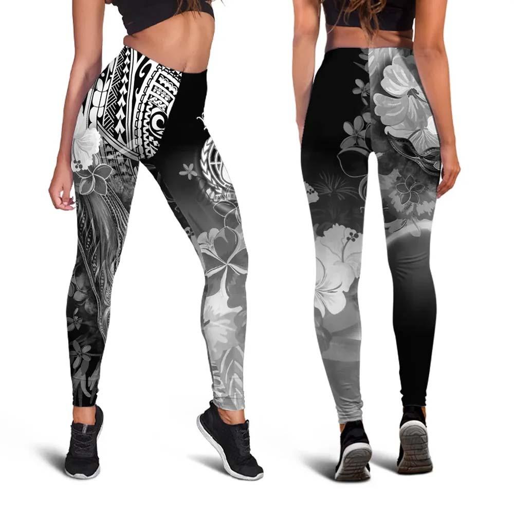[Custom Personalised] Samoa Legging - Humpback Whale with Tropical Flowers (White)