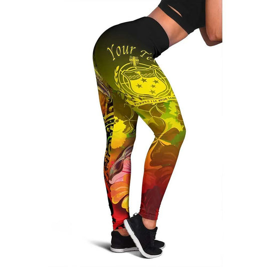 [Custom Personalised] Samoa Legging- Humpback Whale with Tropical Flowers (Yellow)
