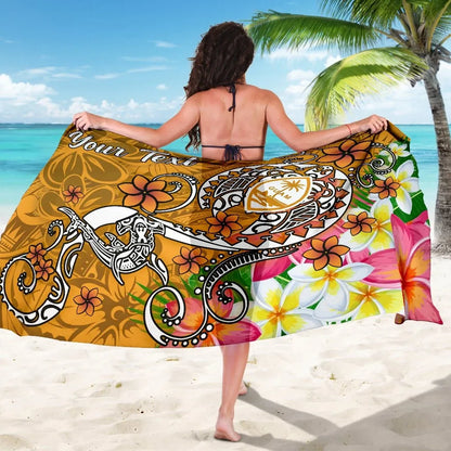 Guam Custom Personalised  Sarong - Turtle Plumeria (Gold)
