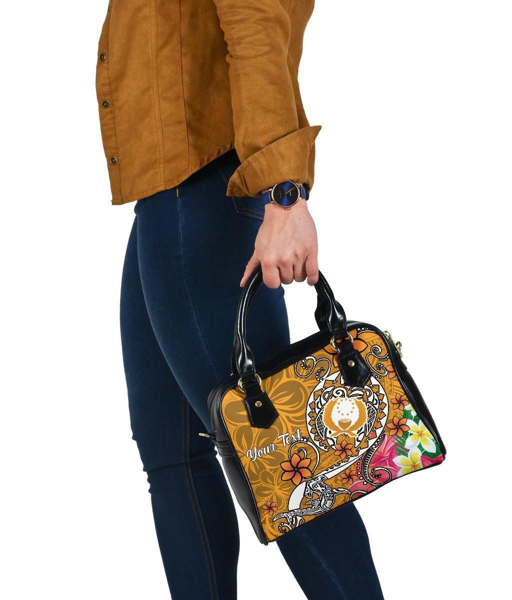 Pohnpei Custom Personalised Shoulder Handbag- Turtle Plumeria (Gold)
