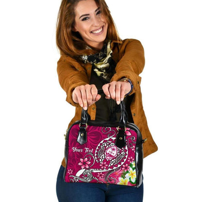 Guam Custom Personalised Shoulder Handbag - Turtle Plumeria (Pink)