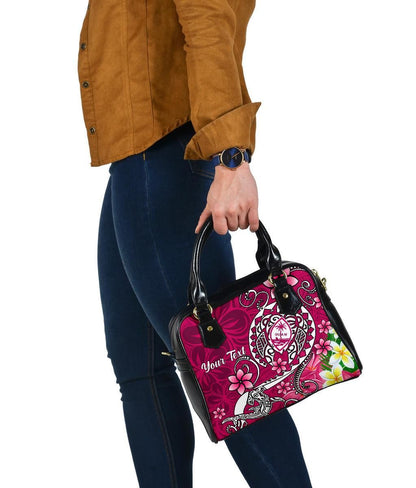 Guam Custom Personalised Shoulder Handbag - Turtle Plumeria (Pink)