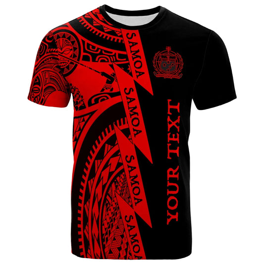 (Custom Personalised Text) Samoa Premium T-Shirt - Samoa Coat Of Arms Polynesian Tattoo Red New