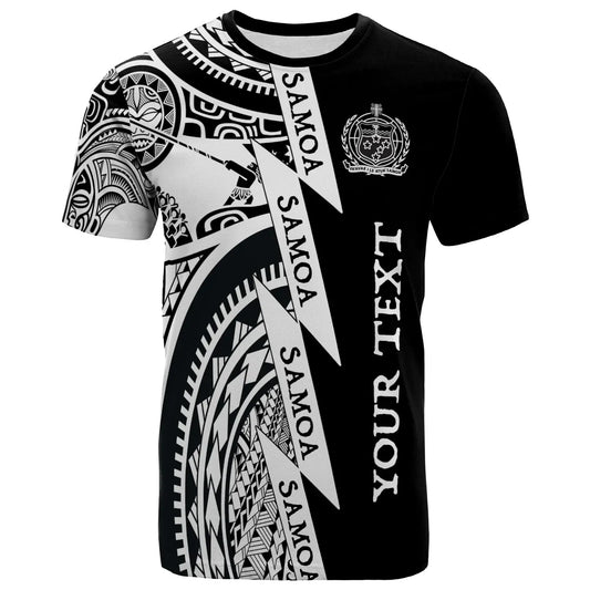 (Custom Personalised Text) Samoa Premium T-Shirt - Samoa Coat Of Arms Polynesian Tattoo White New