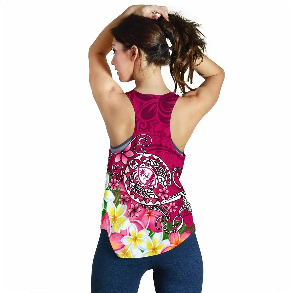 Guam Custom Personalised Women Racerback Tank - Turtle Plumeria (Pink)