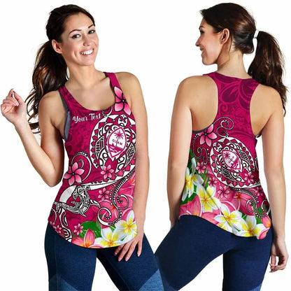 Guam Custom Personalised Women Racerback Tank - Turtle Plumeria (Pink)