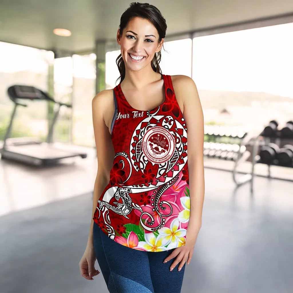 FSM Custom Personalised Women Racerback Tank - Turtle Plumeria (Red)