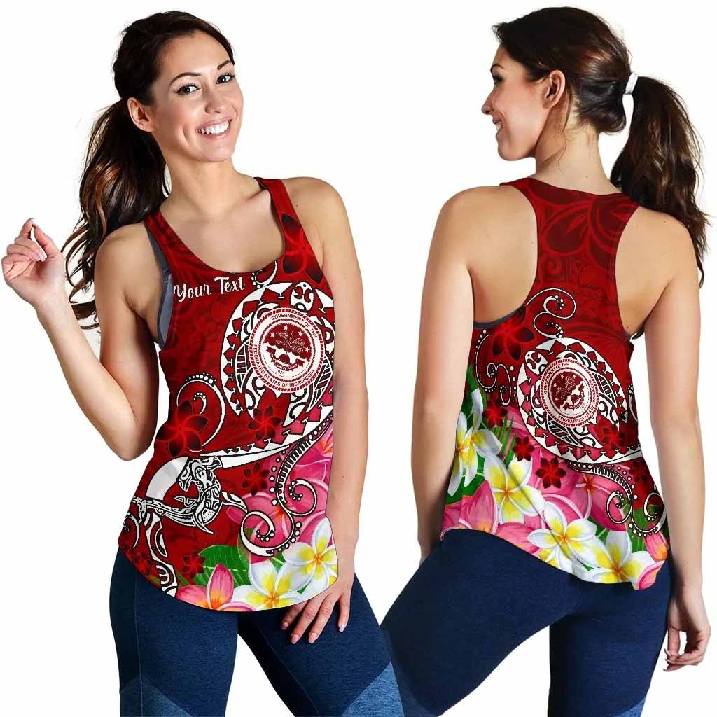 FSM Custom Personalised Women Racerback Tank - Turtle Plumeria (Red)