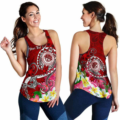 FSM Custom Personalised Women Racerback Tank - Turtle Plumeria (Red)