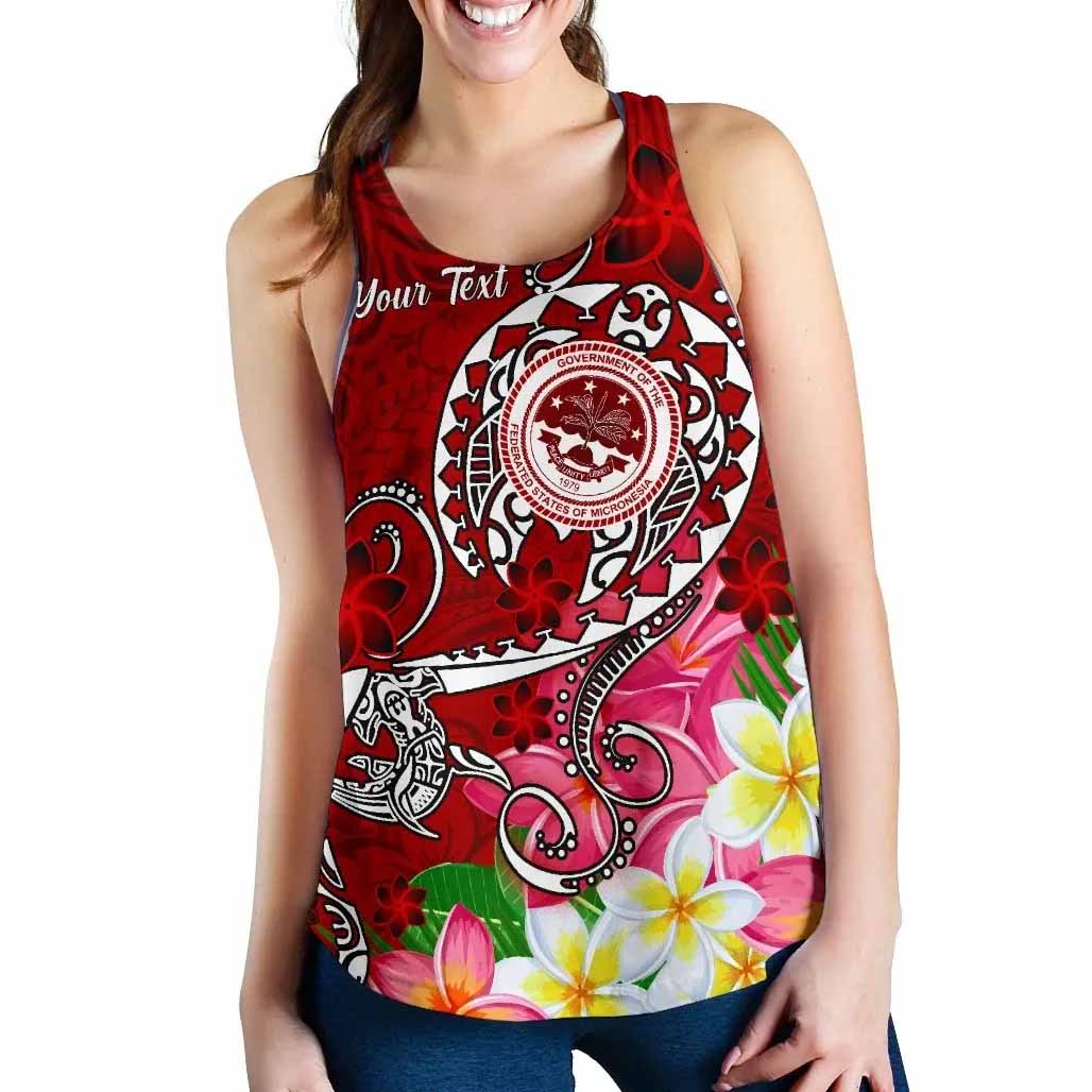FSM Custom Personalised Women Racerback Tank - Turtle Plumeria (Red)