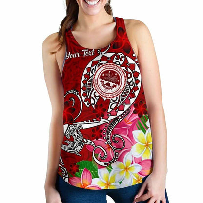 FSM Custom Personalised Women Racerback Tank - Turtle Plumeria (Red)