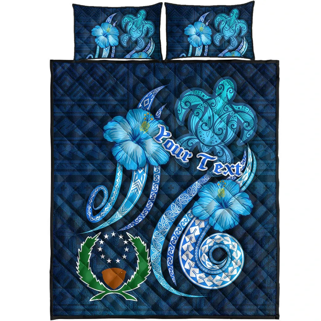 [Custom] Pohnpei Personalised Quilt Bed Set - Turtle and Tribal Tattoo Of Polynesian