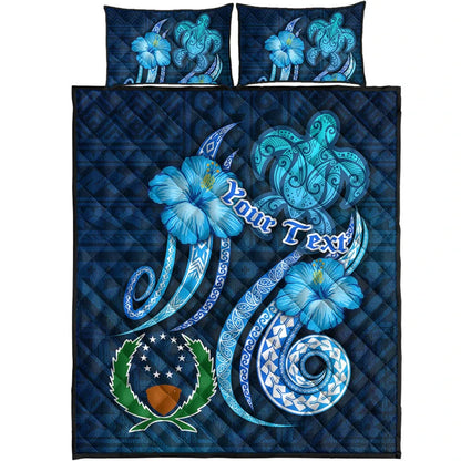 [Custom] Pohnpei Personalised Quilt Bed Set - Turtle and Tribal Tattoo Of Polynesian