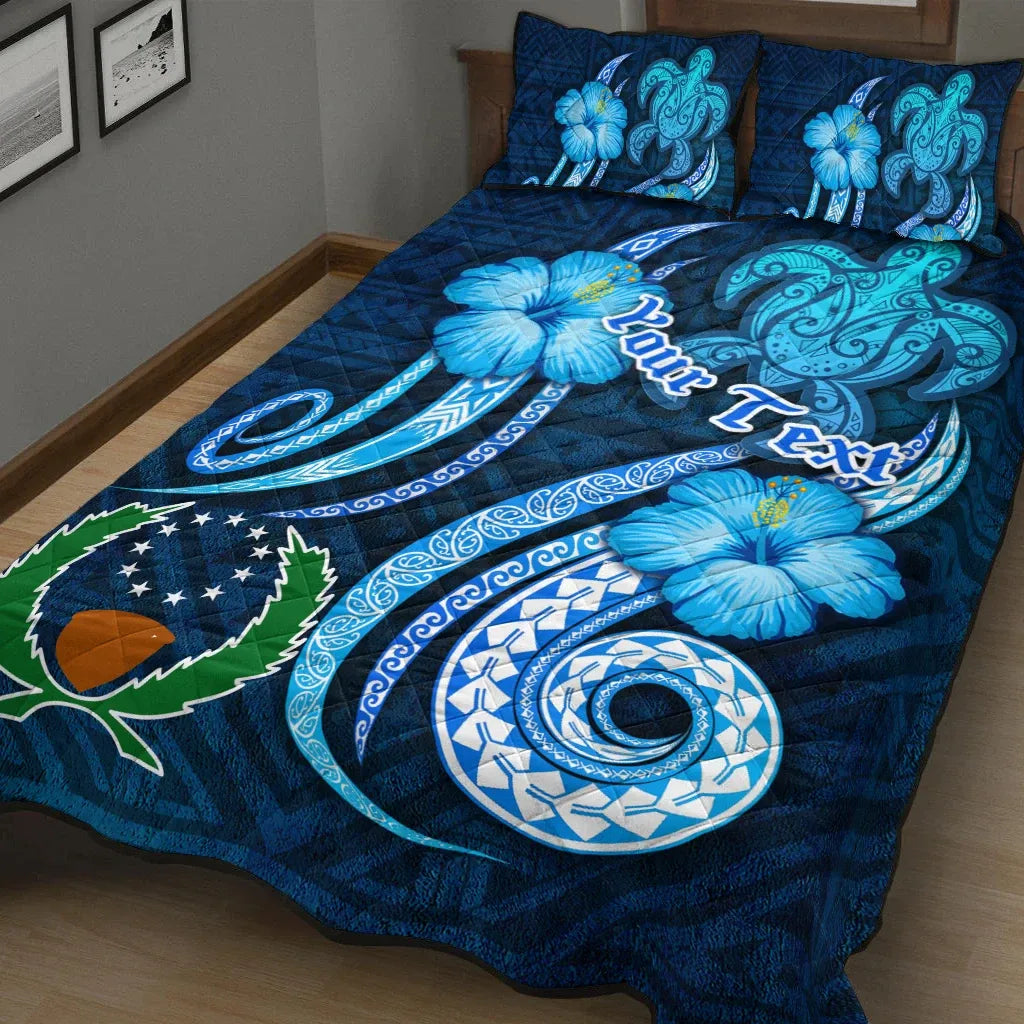 [Custom] Pohnpei Personalised Quilt Bed Set - Turtle and Tribal Tattoo Of Polynesian