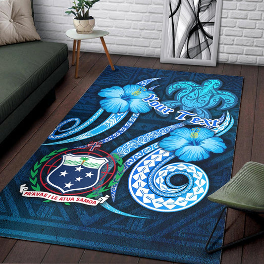 [Custom] Samoa Personalised Area Rug -Turtle and Tribal Tattoo Of Polynesian