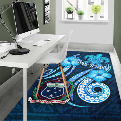 [Custom] Samoa Personalised Area Rug -Turtle and Tribal Tattoo Of Polynesian