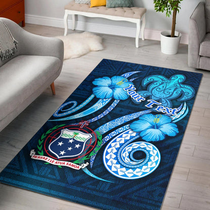 [Custom] Samoa Personalised Area Rug -Turtle and Tribal Tattoo Of Polynesian
