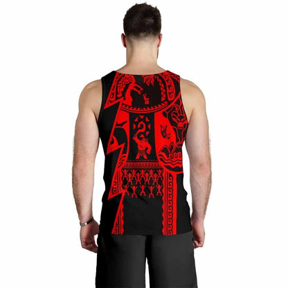 (Custom Personalised Text) Samoa Men Tank Tops - Samoa Coat Of Arm Red