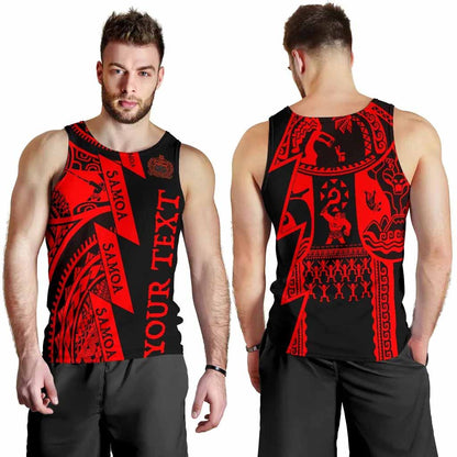 (Custom Personalised Text) Samoa Men Tank Tops - Samoa Coat Of Arm Red
