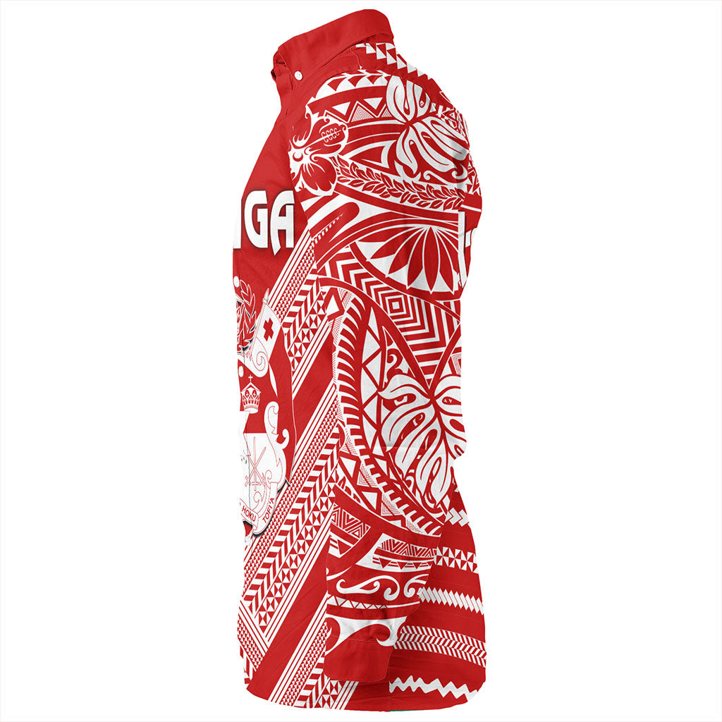 Tonga Long Sleeve Shirt Custom Tribal Pattern Coat Of Arms