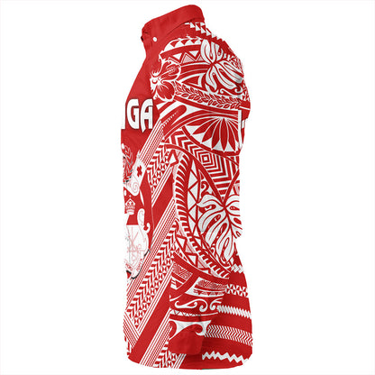 Tonga Long Sleeve Shirt Custom Tribal Pattern Coat Of Arms