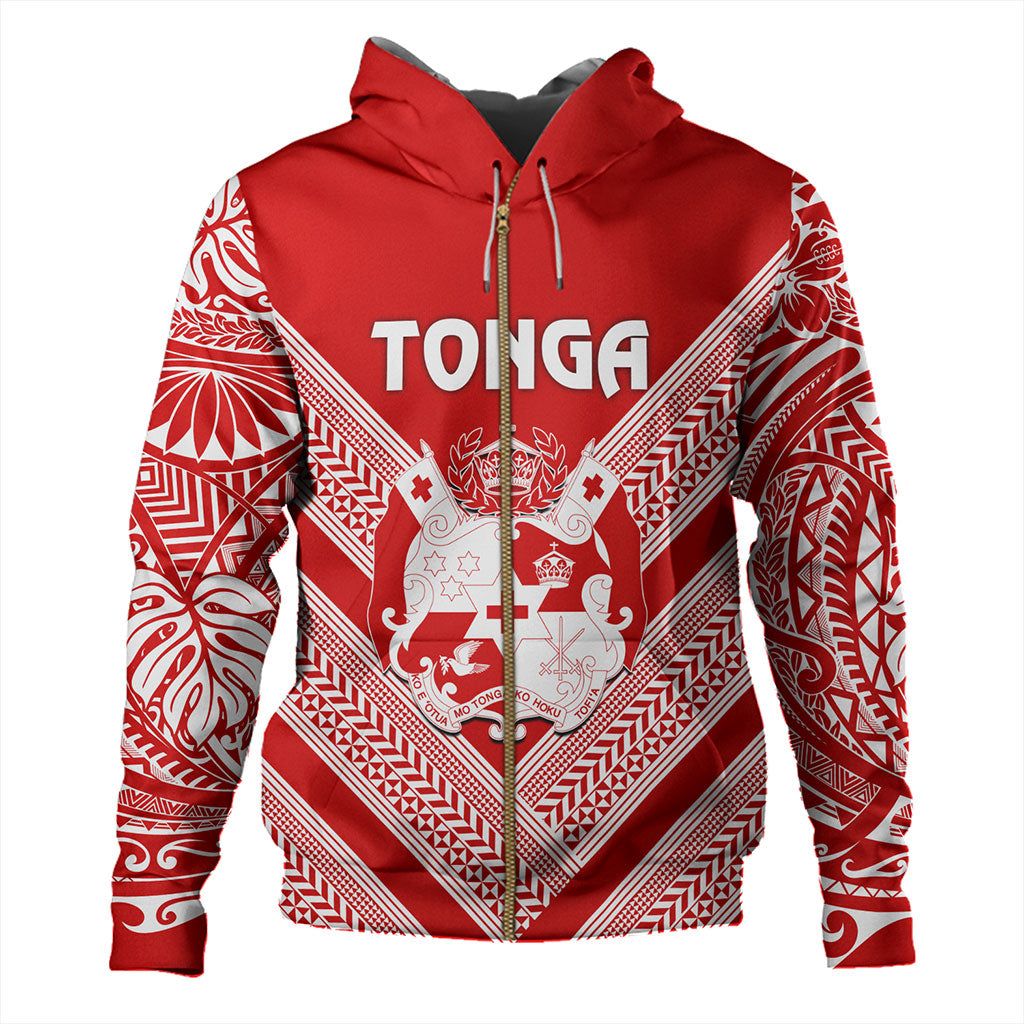 Tonga Hoodie Custom Tribal Pattern Coat Of Arms