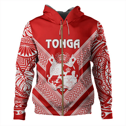 Tonga Hoodie Custom Tribal Pattern Coat Of Arms