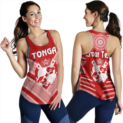 Tonga Women Tank Custom Tribal Pattern Coat Of Arms