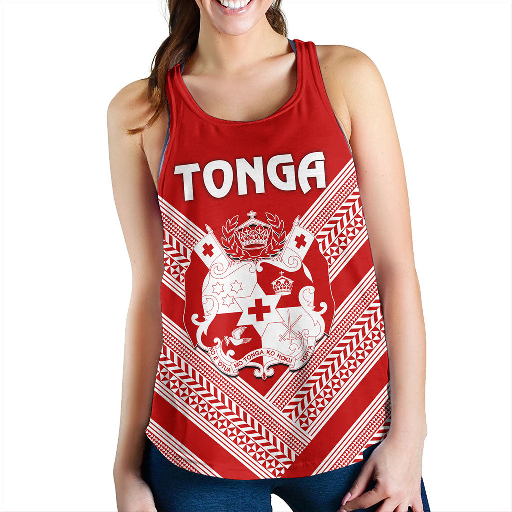 Tonga Women Tank Custom Tribal Pattern Coat Of Arms