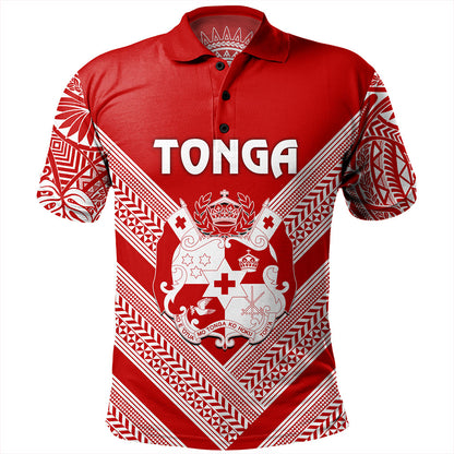 Tonga Polo Shirt Custom Tribal Pattern Coat Of Arms