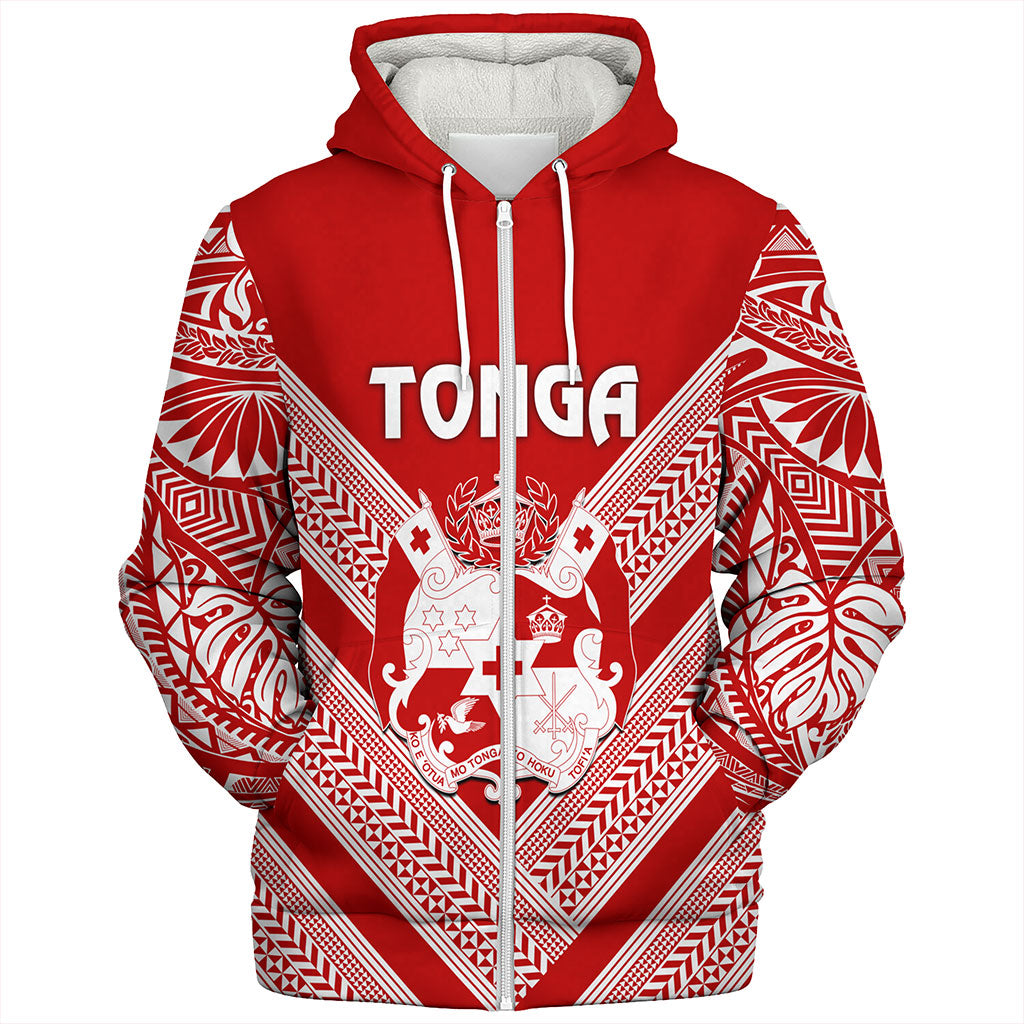 Tonga Sherpa Hoodie Custom Tribal Pattern Coat Of Arms