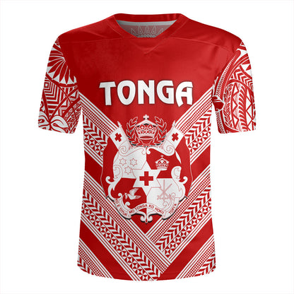 Tonga Rugby Jersey Custom Tribal Pattern Coat Of Arms