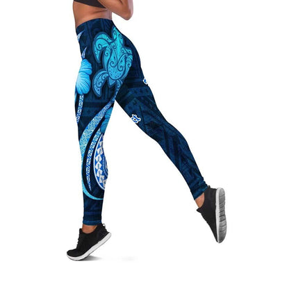 [Custom] Yap Personalised Legging - Turtle and Tribal Tattoo Of Polynesian
