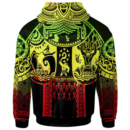 (Custom Personalised)Polynesian Hawaii Hoodie - Coat Of Arm Hawaii & Maui Tattoo - Polynesian Patterns