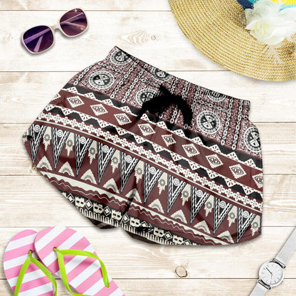 Fiji Women Shorts Tapa Flower Fabric Print